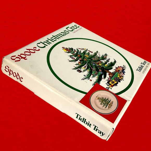 Spode Christmas Tree S3324 Single Tier Tidbit Tray with Box England Retired - Picture 9 of 15